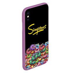 Чехол iPhone XS Max матовый Simpsons Donuts, цвет: 3D-фиолетовый — фото 2