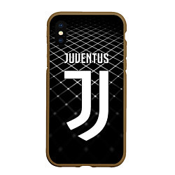 Чехол iPhone XS Max матовый FC Juventus: Black Lines, цвет: 3D-коричневый