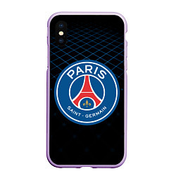 Чехол iPhone XS Max матовый FC PSG: Blue Lines, цвет: 3D-сиреневый