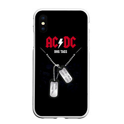 Чехол iPhone XS Max матовый AC/DC: Dog Tags, цвет: 3D-белый