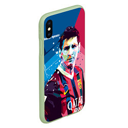 Чехол iPhone XS Max матовый Lionel Messi, цвет: 3D-салатовый — фото 2