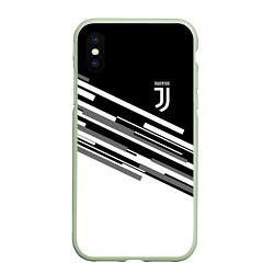 Чехол iPhone XS Max матовый FC Juventus: B&W Line, цвет: 3D-салатовый