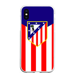 Чехол iPhone XS Max матовый FC Atletico Madrid, цвет: 3D-белый