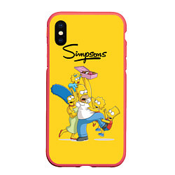 Чехол iPhone XS Max матовый Simpsons Family, цвет: 3D-красный