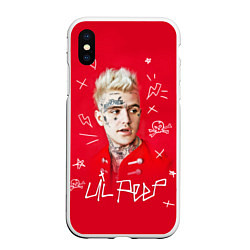 Чехол iPhone XS Max матовый Lil Peep: Red Style, цвет: 3D-белый