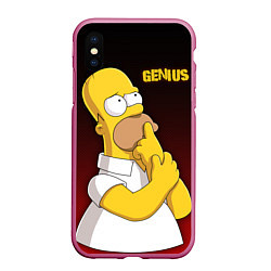 Чехол iPhone XS Max матовый Homer Genius, цвет: 3D-малиновый