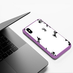 Чехол iPhone XS Max матовый FC Juventus: White Original, цвет: 3D-фиолетовый — фото 2