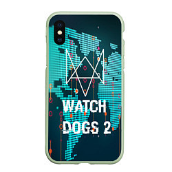 Чехол iPhone XS Max матовый Watch Dogs 2: Network Hack, цвет: 3D-салатовый
