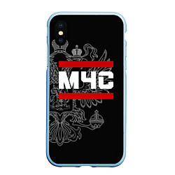 Чехол iPhone XS Max матовый МЧС: герб РФ, цвет: 3D-голубой