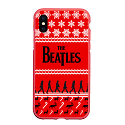 Чехол iPhone XS Max матовый The Beatles: New Year, цвет: 3D-красный