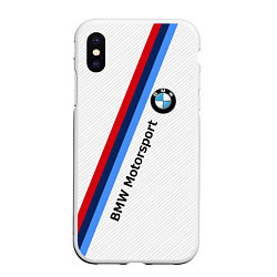 Чехол iPhone XS Max матовый BMW Motorsport: White Carbon, цвет: 3D-белый