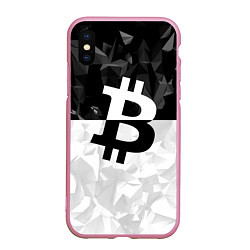 Чехол iPhone XS Max матовый Bitcoin: Poly Style, цвет: 3D-розовый