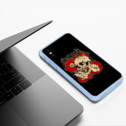 Чехол iPhone XS Max матовый Metallica Skull, цвет: 3D-голубой — фото 2