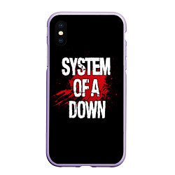 Чехол iPhone XS Max матовый System of a Down Blood, цвет: 3D-светло-сиреневый