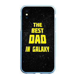 Чехол iPhone XS Max матовый The Best Dad in Galaxy, цвет: 3D-голубой