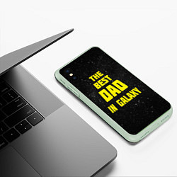 Чехол iPhone XS Max матовый The Best Dad in Galaxy, цвет: 3D-салатовый — фото 2