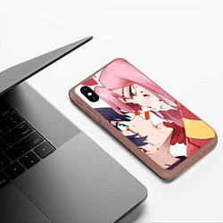 Чехол iPhone XS Max матовый Darling in the FranXX, цвет: 3D-коричневый — фото 2