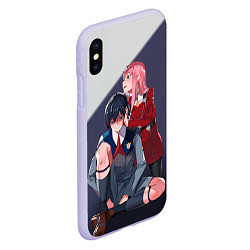 Чехол iPhone XS Max матовый Darling in the FranXX, цвет: 3D-светло-сиреневый — фото 2