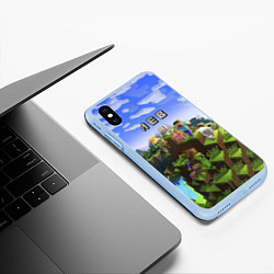 Чехол iPhone XS Max матовый Майнкрафт: Лев, цвет: 3D-голубой — фото 2