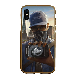 Чехол iPhone XS Max матовый Watch Dogs Man, цвет: 3D-коричневый