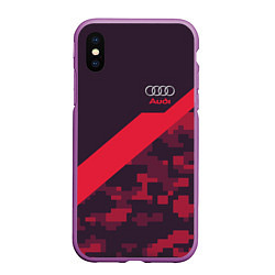 Чехол iPhone XS Max матовый Audi: Red Pixel, цвет: 3D-фиолетовый