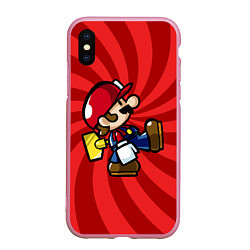 Чехол iPhone XS Max матовый Super Mario: Red Illusion, цвет: 3D-розовый