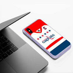 Чехол iPhone XS Max матовый Washington Capitals: Ovechkin White, цвет: 3D-светло-сиреневый — фото 2