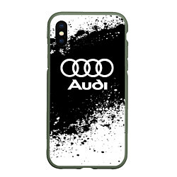 Чехол iPhone XS Max матовый Audi: Black Spray, цвет: 3D-темно-зеленый