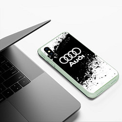 Чехол iPhone XS Max матовый Audi: Black Spray, цвет: 3D-салатовый — фото 2