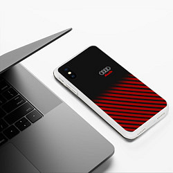 Чехол iPhone XS Max матовый Audi: Red Lines, цвет: 3D-белый — фото 2