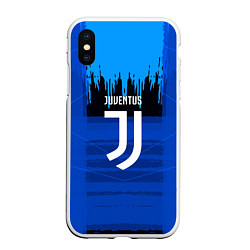 Чехол iPhone XS Max матовый FC Juventus: Blue Abstract, цвет: 3D-белый