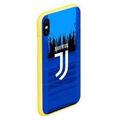 Чехол iPhone XS Max матовый FC Juventus: Blue Abstract, цвет: 3D-желтый — фото 2