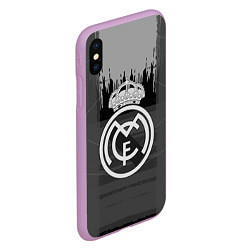 Чехол iPhone XS Max матовый FC Real Madrid: Grey Abstract, цвет: 3D-сиреневый — фото 2