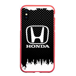 Чехол iPhone XS Max матовый Honda: Black Side, цвет: 3D-красный