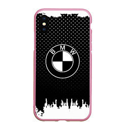 Чехол iPhone XS Max матовый BMW Black Style, цвет: 3D-розовый