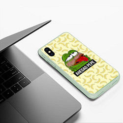 Чехол iPhone XS Max матовый Ahegao Pepe, цвет: 3D-салатовый — фото 2