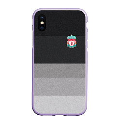 Чехол iPhone XS Max матовый ФК Ливерпуль: Серый стиль, цвет: 3D-светло-сиреневый