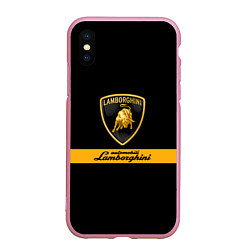 Чехол iPhone XS Max матовый Lamborghini Automobili, цвет: 3D-розовый