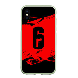 Чехол iPhone XS Max матовый R6S: Red Outbreak, цвет: 3D-салатовый