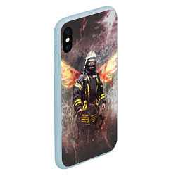 Чехол iPhone XS Max матовый Пожарный ангел цвета 3D-голубой — фото 2