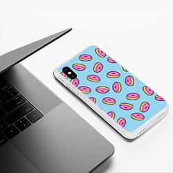 Чехол iPhone XS Max матовый Стиль пончиков, цвет: 3D-белый — фото 2