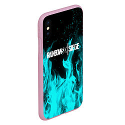Чехол iPhone XS Max матовый R6S: Turquoise Flame, цвет: 3D-розовый — фото 2