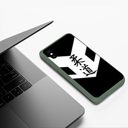 Чехол iPhone XS Max матовый Дзюдо: иероглифы, цвет: 3D-темно-зеленый — фото 2