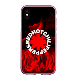 Чехол iPhone XS Max матовый RHCP: Red Flame, цвет: 3D-малиновый