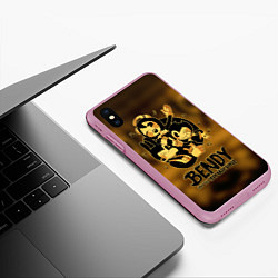 Чехол iPhone XS Max матовый Bendy and the ink machine, цвет: 3D-розовый — фото 2