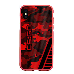 Чехол iPhone XS Max матовый CS:GO Red Camo, цвет: 3D-красный