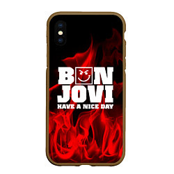 Чехол iPhone XS Max матовый Bon Jovi: Have a nice day, цвет: 3D-коричневый