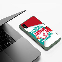 Чехол iPhone XS Max матовый FC Liverpool, цвет: 3D-темно-зеленый — фото 2