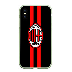 Чехол iPhone XS Max матовый AC Milan 1899, цвет: 3D-салатовый