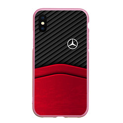 Чехол iPhone XS Max матовый Mercedes Benz: Red Carbon, цвет: 3D-розовый